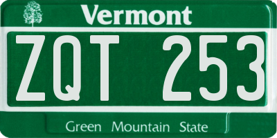 VT license plate ZQT253