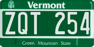 VT license plate ZQT254
