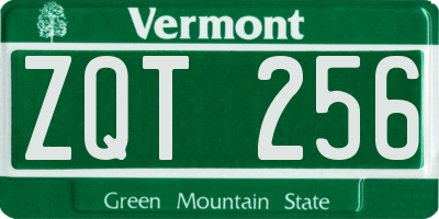 VT license plate ZQT256