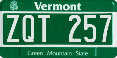 VT license plate ZQT257