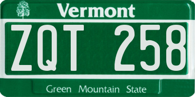VT license plate ZQT258