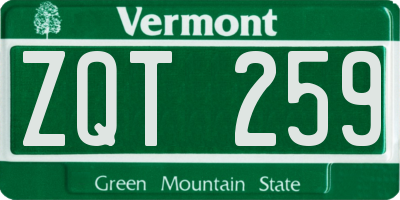 VT license plate ZQT259