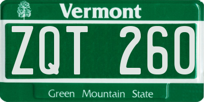 VT license plate ZQT260
