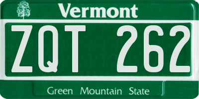 VT license plate ZQT262
