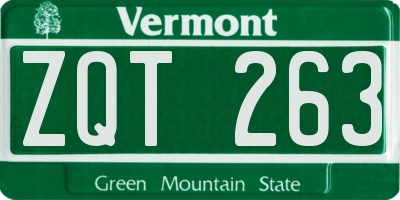 VT license plate ZQT263