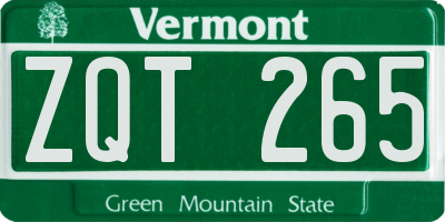 VT license plate ZQT265