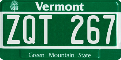VT license plate ZQT267