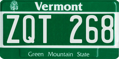 VT license plate ZQT268