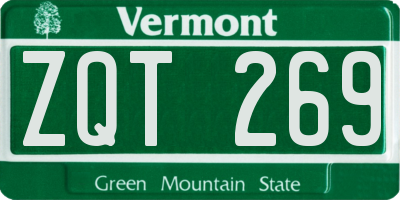VT license plate ZQT269