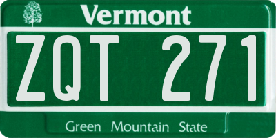 VT license plate ZQT271