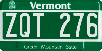 VT license plate ZQT276