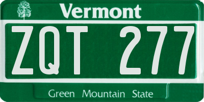VT license plate ZQT277