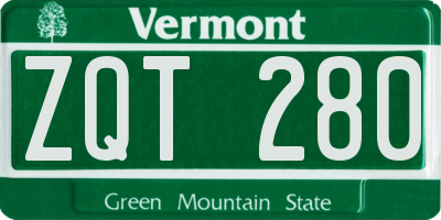 VT license plate ZQT280