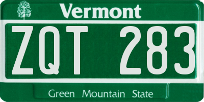 VT license plate ZQT283
