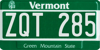 VT license plate ZQT285