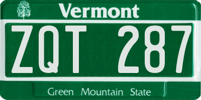 VT license plate ZQT287
