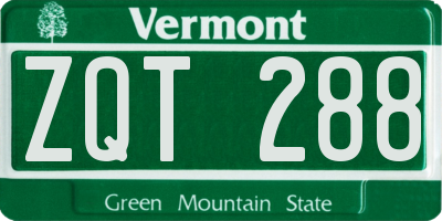 VT license plate ZQT288