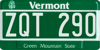 VT license plate ZQT290