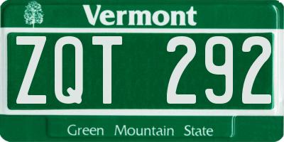 VT license plate ZQT292
