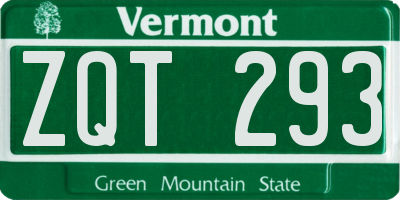 VT license plate ZQT293
