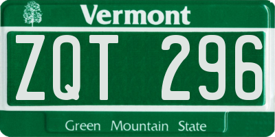 VT license plate ZQT296