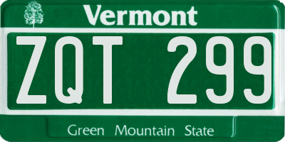 VT license plate ZQT299