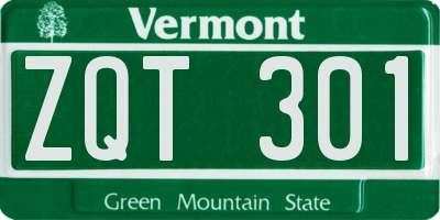 VT license plate ZQT301