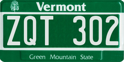 VT license plate ZQT302