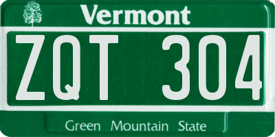 VT license plate ZQT304