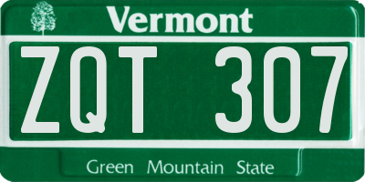 VT license plate ZQT307