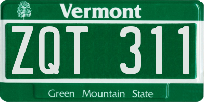 VT license plate ZQT311