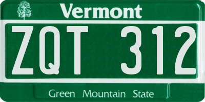 VT license plate ZQT312