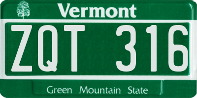 VT license plate ZQT316