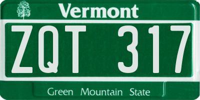 VT license plate ZQT317