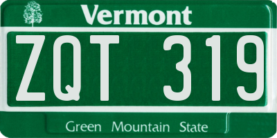 VT license plate ZQT319