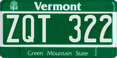 VT license plate ZQT322