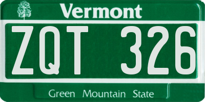 VT license plate ZQT326