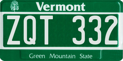 VT license plate ZQT332