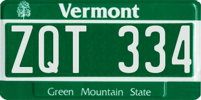 VT license plate ZQT334