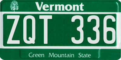 VT license plate ZQT336