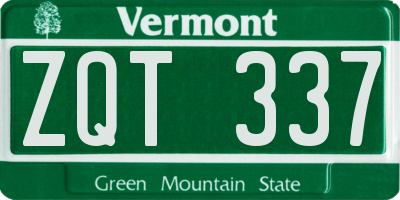 VT license plate ZQT337