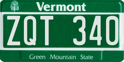 VT license plate ZQT340