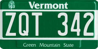 VT license plate ZQT342