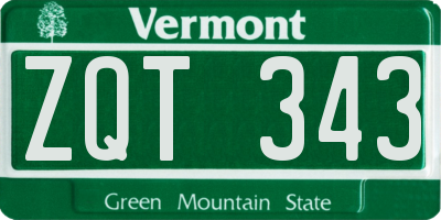 VT license plate ZQT343