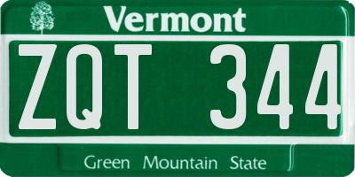 VT license plate ZQT344