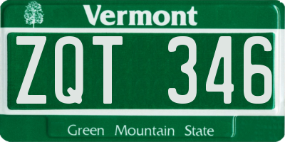 VT license plate ZQT346
