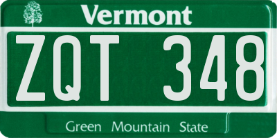 VT license plate ZQT348
