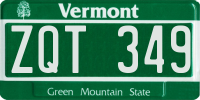 VT license plate ZQT349
