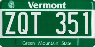 VT license plate ZQT351