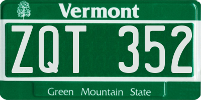 VT license plate ZQT352
